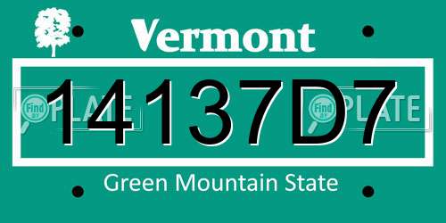 14137D7 Vermont License Plate