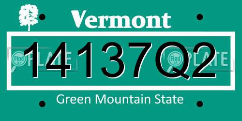 14137Q2 Vermont License Plate