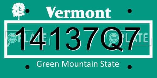 14137Q7 Vermont License Plate