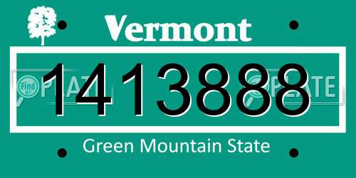 1413888 Vermont License Plate