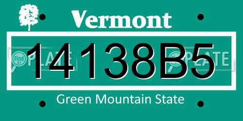 14138B5 Vermont License Plate