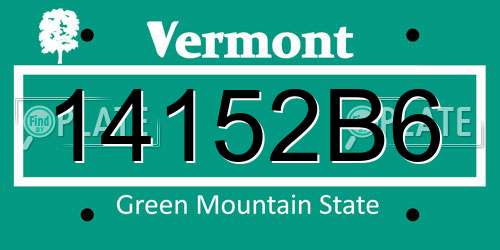 14152B6 Vermont License Plate
