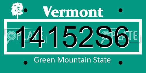 14152S6 Vermont License Plate