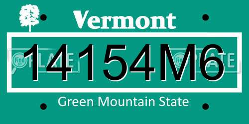 14154M6 Vermont License Plate