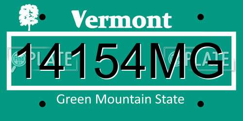 14154MG Vermont License Plate