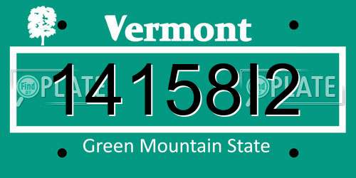 14158I2 Vermont License Plate