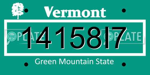 14158I7 Vermont License Plate