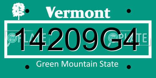 14209G4 Vermont License Plate