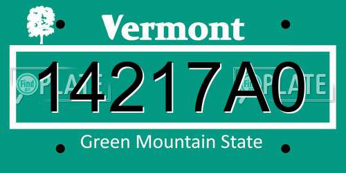 14217A0 Vermont License Plate