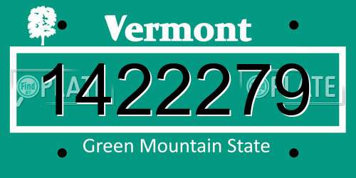 1422279 Vermont License Plate