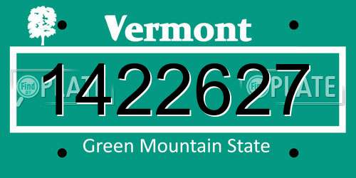 1422627 Vermont License Plate
