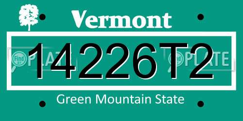 14226T2 Vermont License Plate