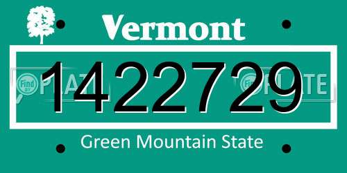 1422729 Vermont License Plate