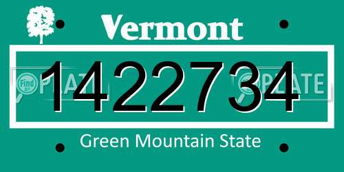 1422734 Vermont License Plate