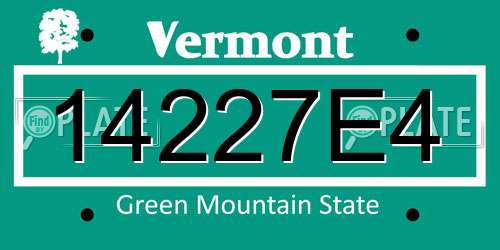14227E4 Vermont License Plate