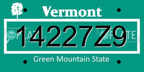 14227Z9 Vermont License Plate