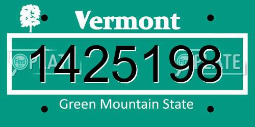 1425198 Vermont License Plate