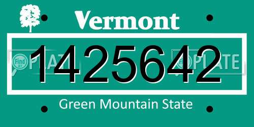 1425642 Vermont License Plate