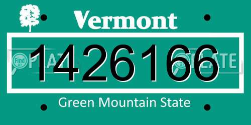 1426166 Vermont License Plate