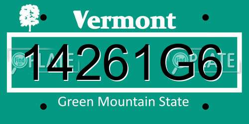 14261G6 Vermont License Plate