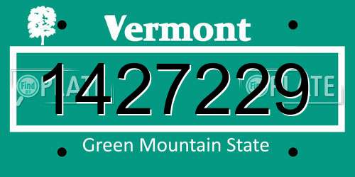 1427229 Vermont License Plate