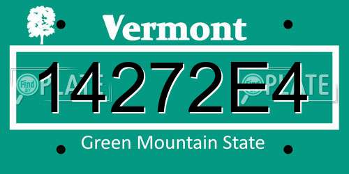 14272E4 Vermont License Plate