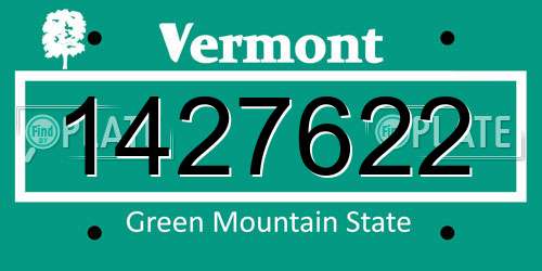 1427622 Vermont License Plate