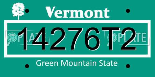 14276T2 Vermont License Plate
