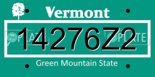 14276Z2 Vermont License Plate