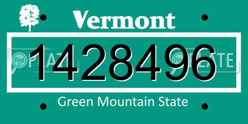 1428496 Vermont License Plate
