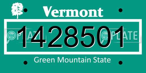 1428501 Vermont License Plate