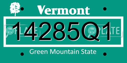 14285Q1 Vermont License Plate