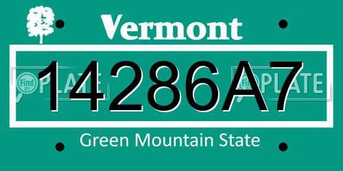 14286A7 Vermont License Plate