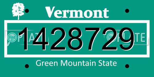 1428729 Vermont License Plate