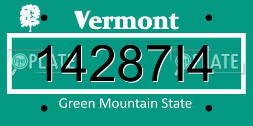 14287I4 Vermont License Plate