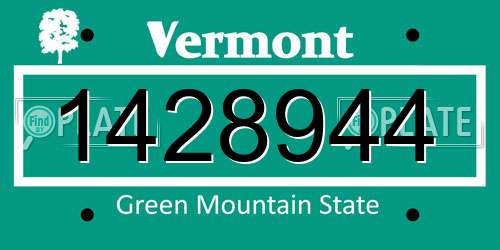 1428944 Vermont License Plate