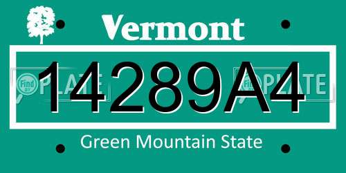 14289A4 Vermont License Plate