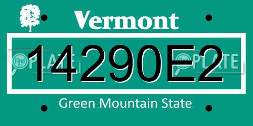 14290E2 Vermont License Plate