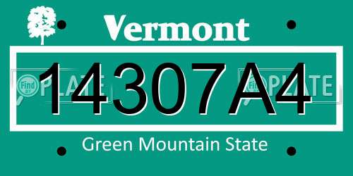 14307A4 Vermont License Plate