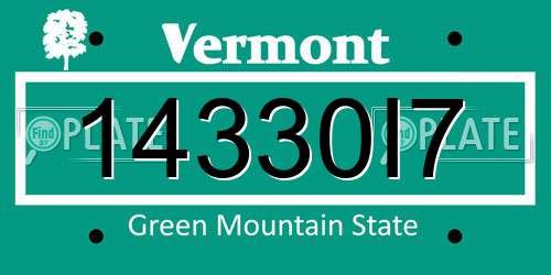14330I7 Vermont License Plate