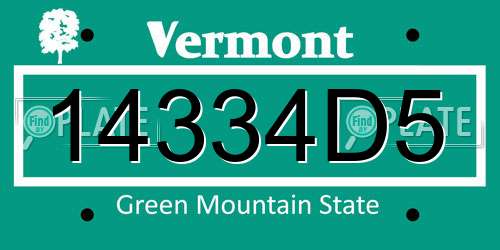 14334D5 Vermont License Plate