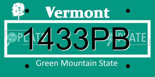 1433PB Vermont License Plate