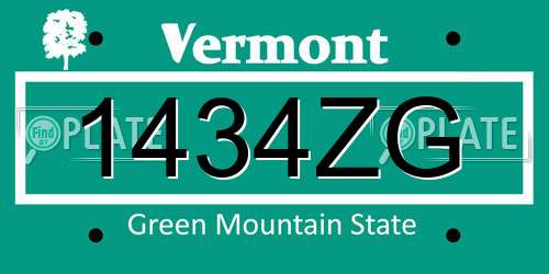 1434ZG Vermont License Plate