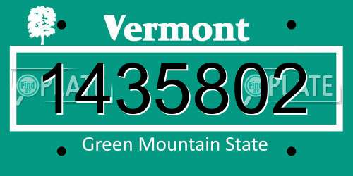 1435802 Vermont License Plate