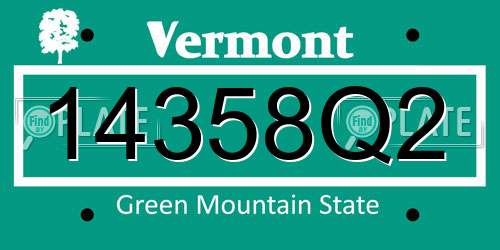 14358Q2 Vermont License Plate