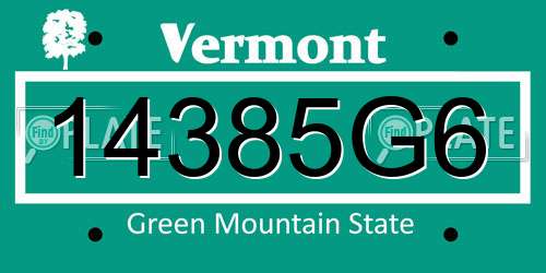 14385G6 Vermont License Plate