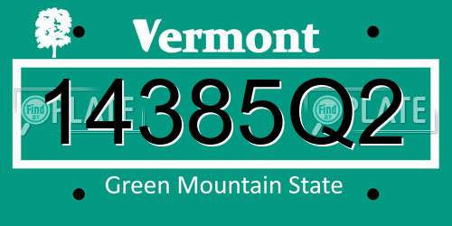 14385Q2 Vermont License Plate