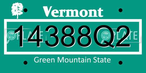 14388Q2 Vermont License Plate