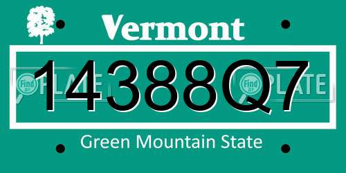 14388Q7 Vermont License Plate