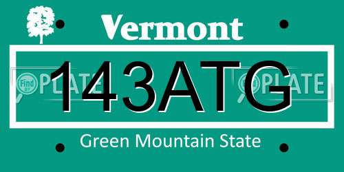 143ATG Vermont License Plate